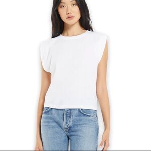 Zara White Exaggerated Shoulder Crop